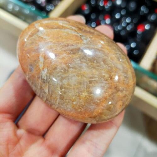 1PC Natural Yellow Moonstone Palm Stone Crystal Mineral Ore Specime Healing Energy Home Decoration Collection As Gift
