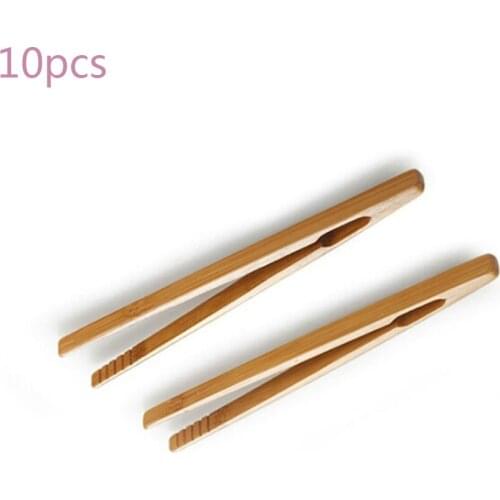 10Pcs Bamboo Teaware Clips Wood Toast Tongs Wooden Toaster Bagel Bacon Squeezer Sugar Ice Tea Utensils 18CM Tools For Tea