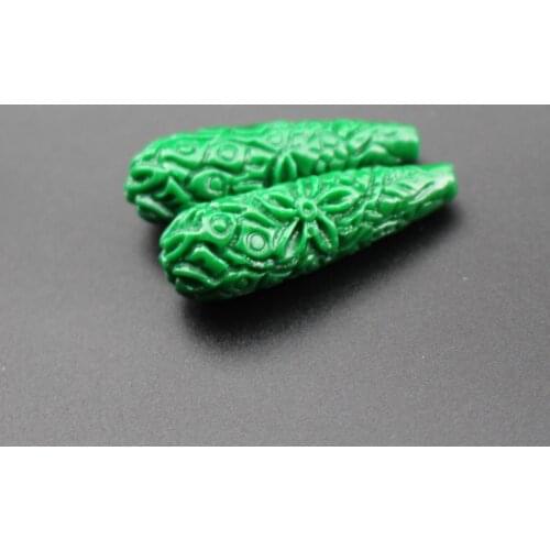 10Pieces/Lot 27mm 33mm 40mm Artificial Coral beads Flower beads Drop Shape Cabochon Dark Green color for Jewelry making