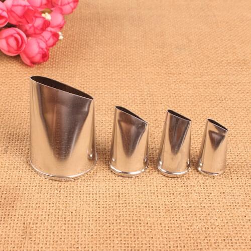 4PCs Straight Rose Decorating Mouth 4-Piece Set Petal Mouth Stainless Steel Cream Decorative Baking Tools