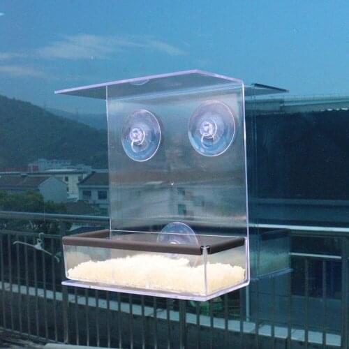 Peanut Hanging Suction Window Viewing Bird Feed Vintage Outdoor Decor Hotel Table For Pet Birds Plastic Food Dispenser