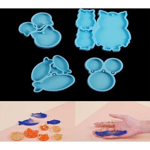 Animal Pendant Silicone Mold Cat Dog Owl Fish Pendants Epoxy Resin Casting Mould for DIY Resin Craft Jewelry Making Accessories
