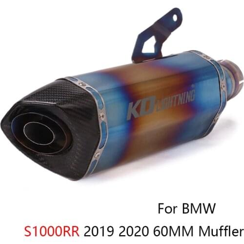 60MM Slip-on Muffler for BMW S1000RR 2019 2020 Motorcycle Exhaust Pipe Removable DB Killer Escape Blue Titanium Alloy Exhaust