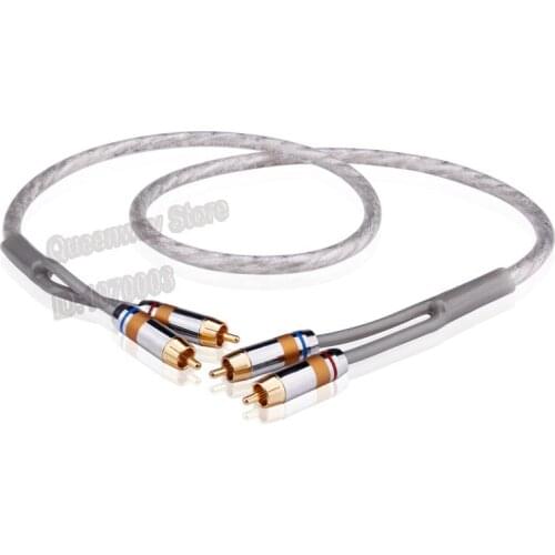 HiFi hi-end hiend signal cable HIFI speaker free oxygen copper silver plated RCA double lotus plug connection cable