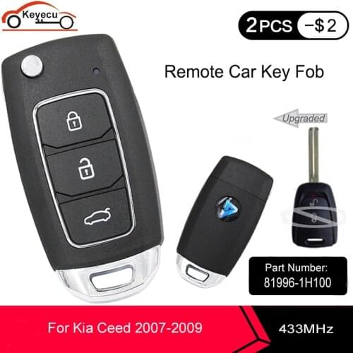KEYECU Upgraded Remote Car Key Fob 433MHz ID46 Chip HY22 Blade for Kia Ceed 10/2006-07/2009 OKA-180T P/N: 81996-1H100