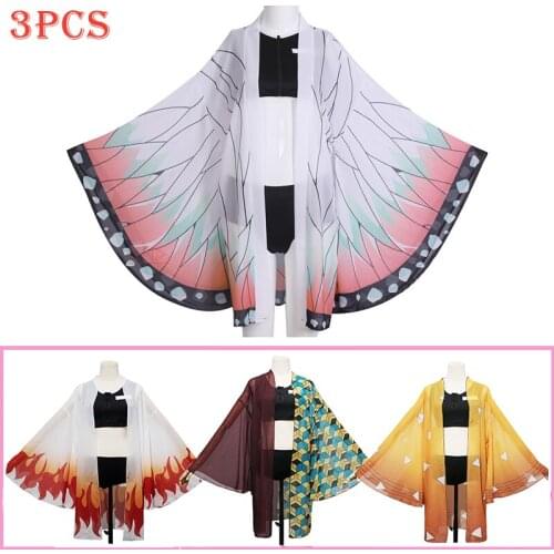 Kochou Shinobu Swimwear Rengoku Kyoujurou Cosplay Costume Anime Demon Slayer Swimming Bikini Kimetsu No Yaiba Swimsuit for Girls