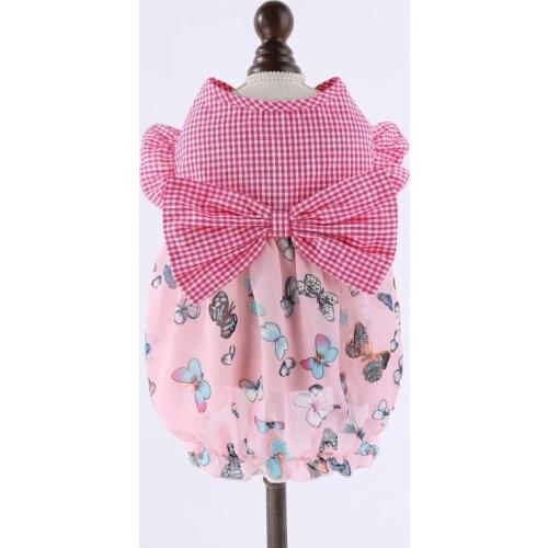 Summer Dog Dress Cute Butterfly Bowknot Pet Clothes Pomeranian maltese Shih Tzu Poodle Bichon Schnauzer Dog Clothing Dropship