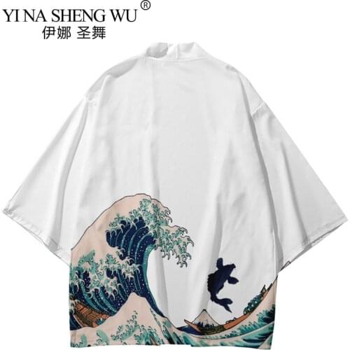Summer Japanese Five Point Sleeves Kimono Mens And Women Printing Jacke Top Blouse Loose Casual Fashion Plus Oversized Quick Dry