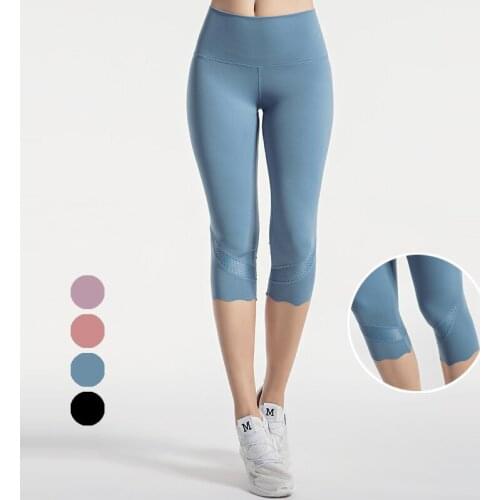 Fitness-Training Summer New Cycling Naked Mesh Breathable Abdomen High Waist Skinny Stretchy Hip Lift Yoga Shorts Women 8820210