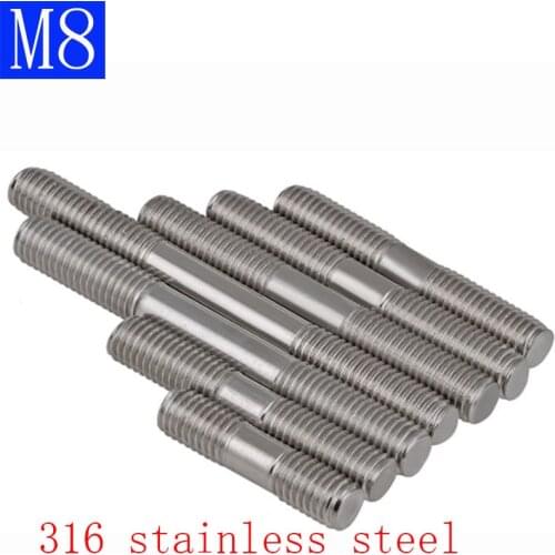 M8 -1.25 40mm - 150mm Double End Thread 316 Stainless Steel Tight Adjustable Push Rod Stud screws bolts