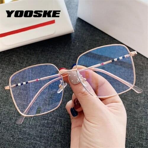 YOOSKE Metal Square Glasses Frames Clear Eyeglasses for Women Men Oversized Myopia Frame Brand Designer Optical Spectacle
