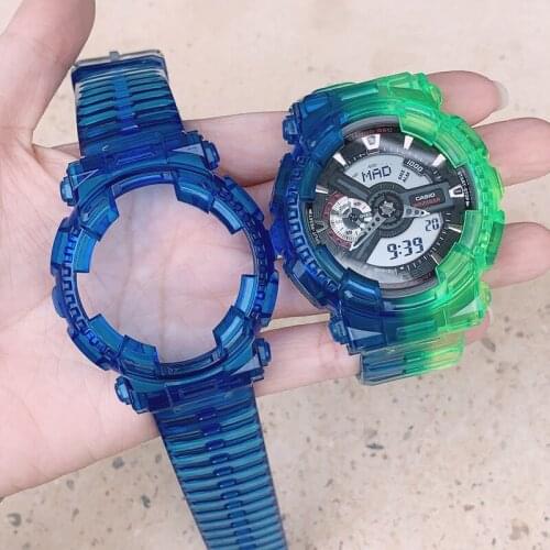 Fashion Unisex Band Strap For Casio G-SHOCK GA-110 GA-120 GD-100 Watch Accessories Color Clear Watch Case+Strap All-in-one Set