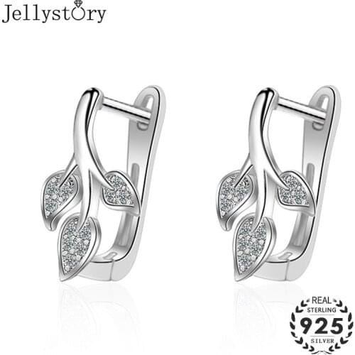 Jellystory Fashion Silver 925 Drop Earrings Jewelry with Leaf Shaped Zircon Gemstone Women Earrings Wedding Party Gift Wholesale