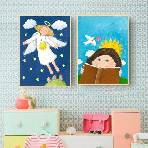 Cartoon Canvas Painting Pictures Artwork Printing on Cotton Canvas For Childrens Room Decoration Wall Art
