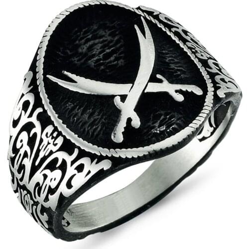 Solid 925 Sterling Silver Zulfiqar Sword of Ali Mens Ring
