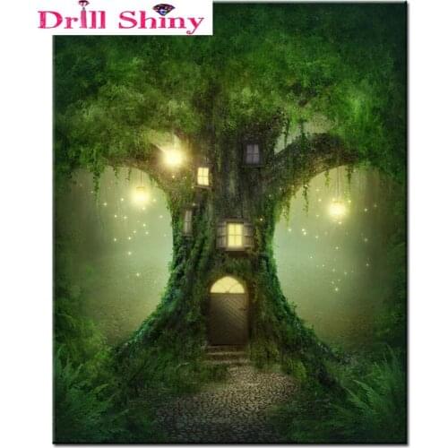 Full diamond embroidery landscape diamond cross stitch crystal square drill set unfinished DIY diamond painting tree
