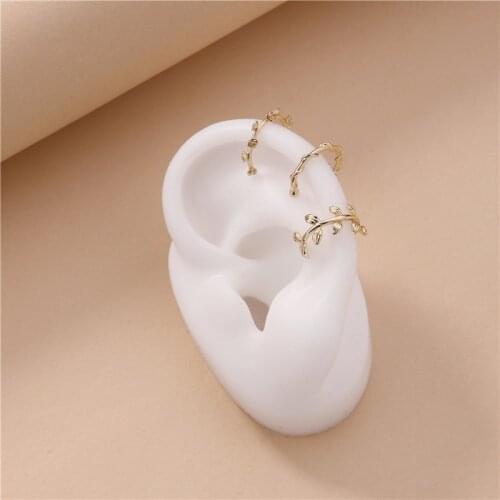 2021 New Fashion and Trendy Accessories Copper Twist Leaves Ear Clip Earrings Three Sets New Accessories Fashion Jewelry
