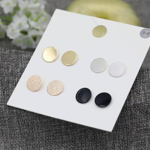Fashion 4Pairs/Set Round Stud Earrings Set Accessories for Women Black.Rose Gold.Gold Silver Color Mix Circle Studs Earring Sets