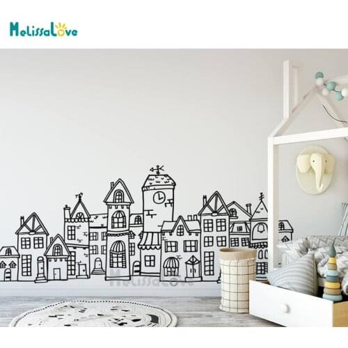 Scandinavian Style Cute Village Decal Babyroom Bedroom Nordic Nursery Playroom Decor Removable Vinyl Wall Sticker Mural BD727