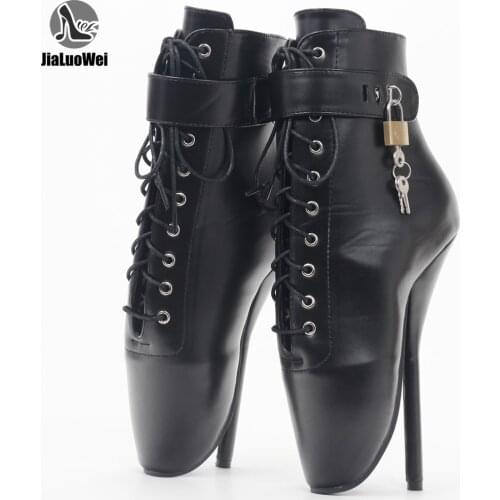 New Style Lockable Ballet Boots 18CM High Heel Pointed Toe Sexy Fetish Shoes Size 36-46