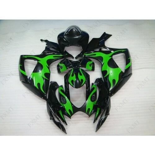 For Suzuki GSXR750 2006 Fairings for Suzuki GSXR750 2006 Fairings GSXR 750 2006 - 2007 K6 Motorcycle Fairing Green Black Flame