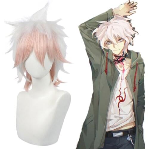 Anime Super Danganronpa Wig Mens Halloween Dangan -ronpa Komaeda Nagito Cosplay Wigs Synthetic Heat Resistant Hair For Women