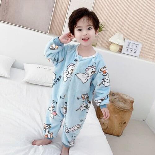 Baby Sleeping Blarge Child Flannel Spring Autumn Thickened Boys And Girls Split Legs Constant Temperature Prevent