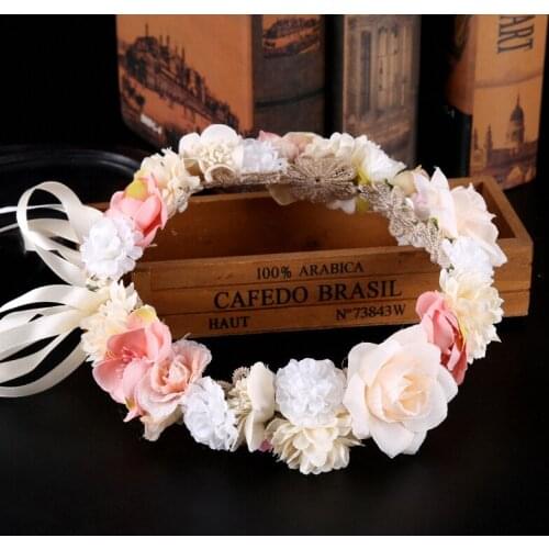 Beach Holiday Boho Wreath Bridal Headdress Wreath Fairy Mori Female Simulation Flower Headband Photo Accessories Girlfriend Gift