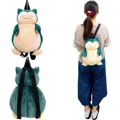 28*36*23cm Snorlax Plush Backpack Cosplay Cartoon Multi Function Shoulder Bag Girl handbag Birthday Gifts For Children