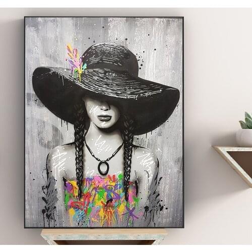 Portrait Picture Canvas Painting Figure Wall Art Graffiti Home Decor Abstract Black Women Pictures Posters and Prints for Living
