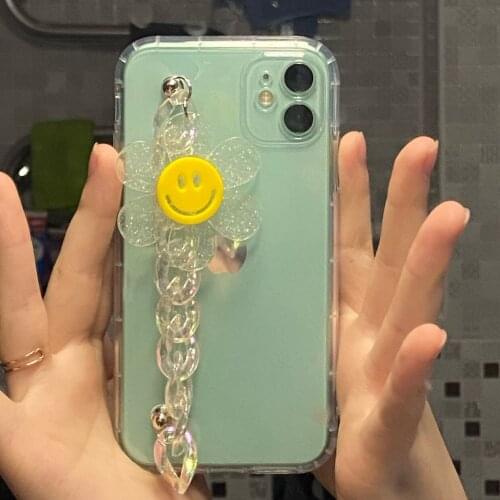 Luxury Sun Flowers Crystal Wrist Chain Phone Case For Huawei Mate30Pro Mate20Pro P40Pro P40 P30Pro P30 P20 Bracelet Clear Cases