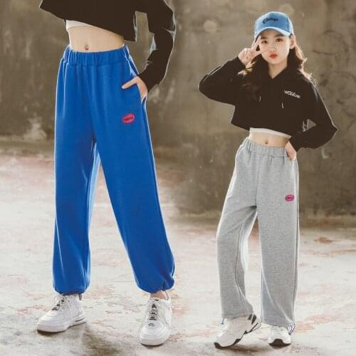 Teen Girls Cotton Long Pants 2021 New Spring Autumn Wide leg Pants Sport Joggers 10 12 years