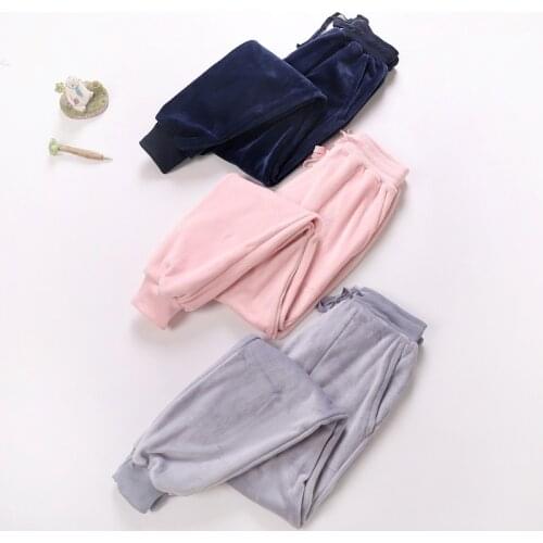 Pink/Navy Gray Home Pants For Women Winter Flannel Pyjama Trousers Women Pajama Pants Lounge Wear Ladies Sleeping Pants