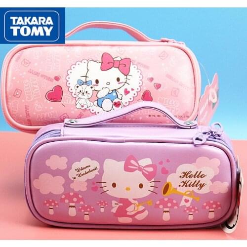 TAKARA TOMY fashion cute cartoon hello kitty student large-capacity school supplies childrens stationery pencil case