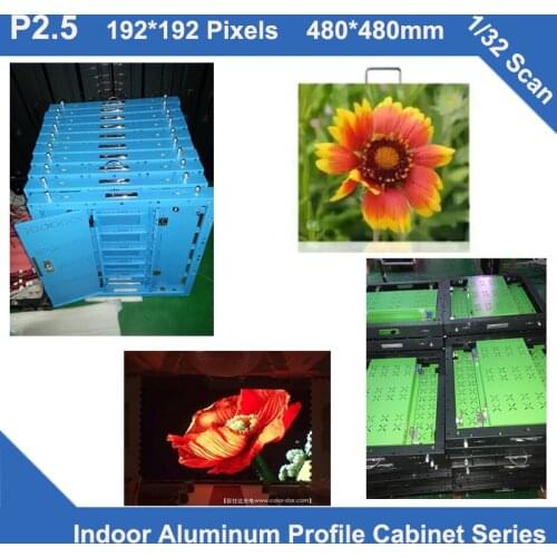 TEEHO aluminum cabinet P2.5 indoor aluminum 480mm*480mm 192x192 dots 1/32 scan video led screen,rental or fixed installation