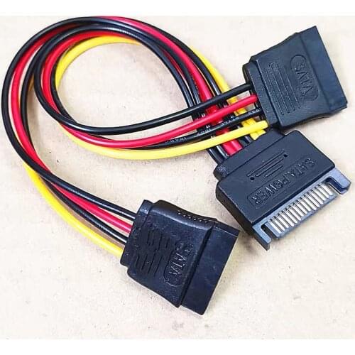 10Pcs SATA 15 Pin Male To SATA 15 Pin 2 Female Splitter Y 1 To 2 extension Cable II hard disk Power Universal Connector Adapter