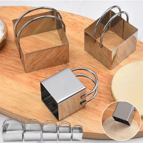 5Pcs/Lot Round/ Square Shaped Cookie Pastry Maker Portable Cutter Stainless Steel Dough Cutting Tools Kitchen Baking Gadgets