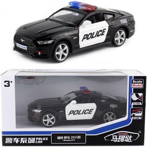 1/36 2015 Ford Mustang Police Toy Car Alloy Die Cast Pull Back Toys Car For Kids Children