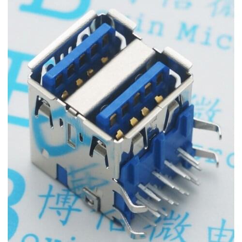 10Pcs Double Usb 3.0 High-Speed Transmission 9Pin Usb Famale Socket Connector