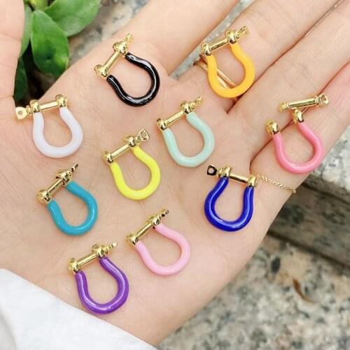 10Pcs, Wholesale fashion enamel clasp charm for necklace bracelet making colorful charm accessory