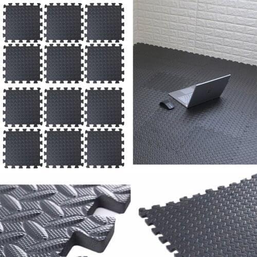 12PCS 31*31cm EVA Leaf Grain Floor Sport Protection Gym Mat Non-Slip Soft Foam Splicing Rugs Thicken Shock Room Workout Yoga Mat