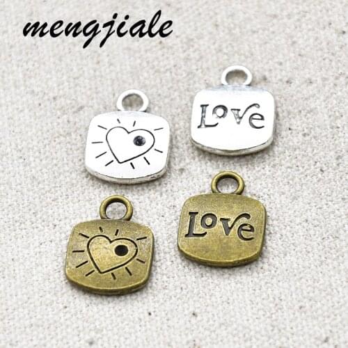 15pcs Hot Sell Alloy Metal Love Tag Charms Plate Pendants For DIY Making Bracelets Necklaces Handamde Jewelry Accessories