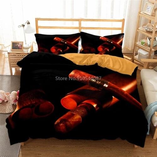 2021 Cigar Smoke Printed 3d Bedding Set Wine Pattern Bed Linen Bedclothes Duvet Cover Set Pillowcase Twin Full Queen King Size