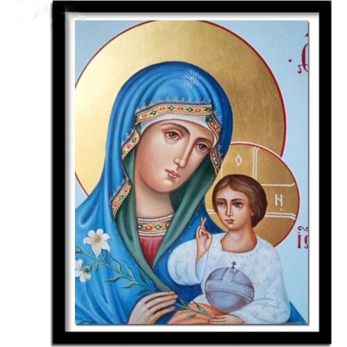 5d 2021 diamond painting Virgin and baby diy diamond mosaic crystal cross stitch diamonds girl diamond embroidery sale