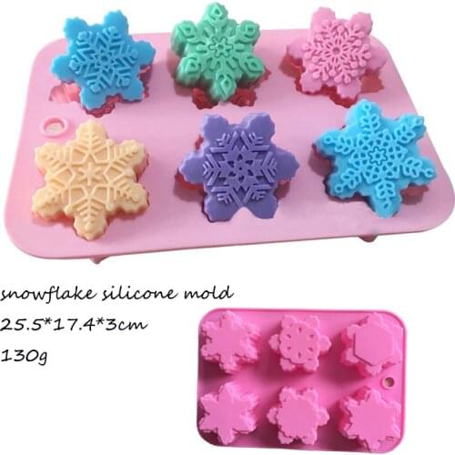 6 shape Christmas Snowflake Silicone Soap Mold DIY Handmade Pudding Cake Chocolate Candle Jelly aromatherapy stone Mold
