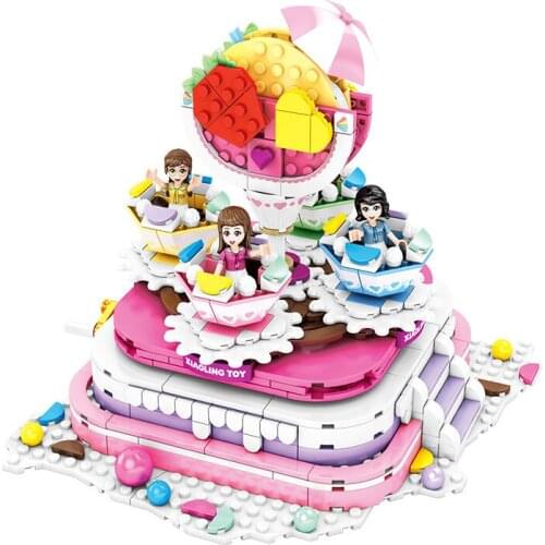 640Pcs City Street View Educational Building Blocks Toys For Girls Friends DIY Gift 604012 Rotating Cafe Shop Model Small Bricks