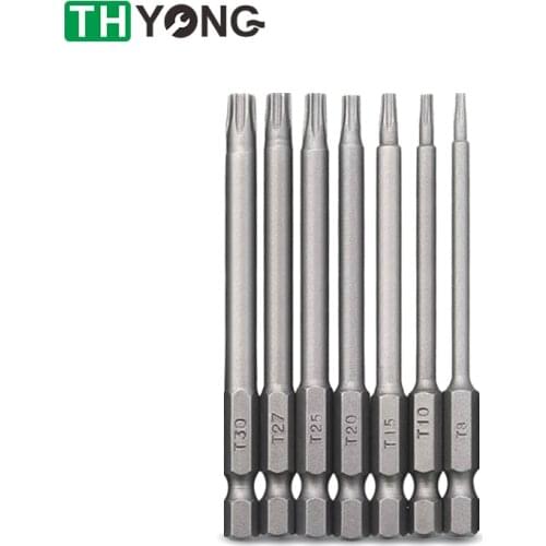75mm S2 Steel 7Pcs Hex Security Tamper Proof Magnetic Screw Drill Set Torx Screwdriver Flat Head Screwdriver Bit 1/4" Hand Tool