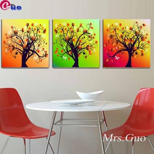 5D DIY Diamond Painting 3 pcs Four Seasons Tree cross stitch Rhinestone Embroidery Home Decoration Landscape rich tree triptych