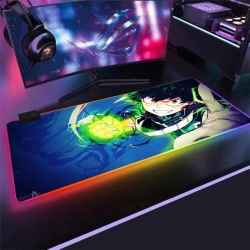 My Hero Academia Anime Gaming RGB Large Mouse Pad Gamer Computer Mousepad Led Backlight XXL Mause Pad manga mouse pad