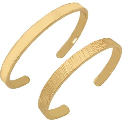 Classic Gold Color Plating Textured Smooth Plain Cuff Pack Bangle For Women Girl Elegant Casual Anniversary Jewelry Gift